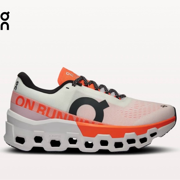 On Running Shoes - On Running Cloudmonster 2 White/Orange Size 7B